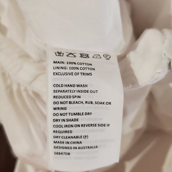 Bardot Tiered Puff Sleeve Open Bow Tie Back Midi Dress Size 6 Small White Cotton - Picture 9 of 11